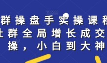 社群实操课程,社群全局增长成交实操,小白到大神