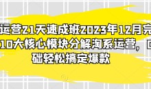 淘系运营21天速成班2023年12月完整版,10大核心模块分解淘系运营,0基础轻松搞定爆款
