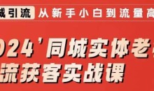 2024同城实体老板引流获客实战课,同城短视频·同城直播·实体店投放·问题答疑