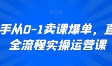 新手从0-1卖课爆单直播全流程运营短视频课