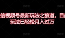 微信视频号最新玩法之狼道,目前玩法已轻松月入过万