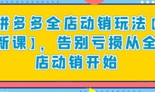 拼多多全店动销玩法【新课】,告别亏损从全店动销开始