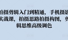 拍摄剪辑入门到精通,手机摄影实战课,拍摄思路拍摄构图,剪辑思维高级调色