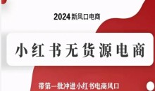 2024新风口电商,小红书无货源电商,带第一批冲进小红书电商风口