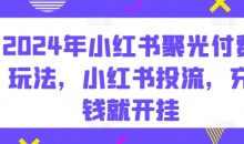 2024年小红书聚光付费玩法,小红书投流,充钱就开挂