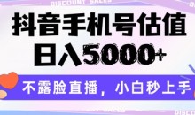 抖音手机号估值,不露脸直播,小白秒上手