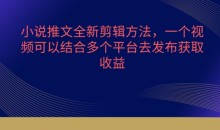 小说推文全新剪辑方法,一个视频可以结合多个平台去发布获取【揭秘】
