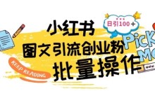最新小红书批量图文引流技术,日引100+创业粉【揭秘】
