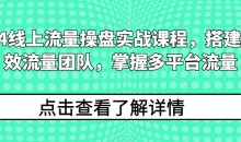 2024线上流量操盘实战课程,搭建高人效流量团队,掌握多平台流量