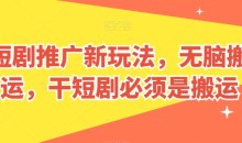 短剧推广新玩法,无脑搬运,干短剧必须是搬运【揭秘】