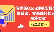 俄罗斯Ozon爆单实操全阶体系课,零基础轻松开启海外卖货
