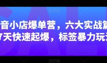 抖音小店爆单营,六大实战篇,7天快速起爆,标签暴力玩法