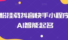 0粉挂载抖音快手小程序,AI智能起名