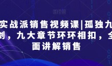 实战派销售视频课|孤独九剑,九大章节环环相扣,全面讲解销售