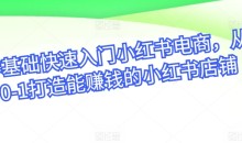 零基础快速入门小红书电商,从0-1打造能赚钱的小红书店铺