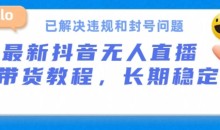 抖音无人直播带货,长期稳定,已解决违规和封号问题,开播24小时必出单【揭秘】