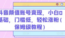 抖音颜值账号变现,小白0基础,门槛低,轻松涨粉(保姆级教程)【项目拆解】