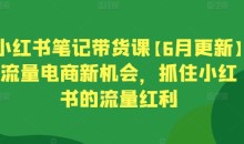 小红书笔记带货课【6月更新】流量电商新机会,抓住小红书的流量红利
