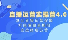 直播运营实操营4.0:学会直播运营逻辑,打造爆量直播间,实战精准运营