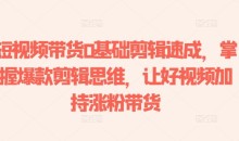 短视频带货0基础剪辑速成,掌握爆款剪辑思维,让好视频加持涨粉带货