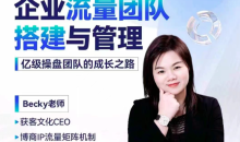 Becky·企业流量团队搭建与管理,掌握企业入局短视频的思维,亿级操盘手成功之路