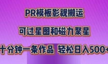 PR模板影视搬运,简单操作即可过原创,可过星图和磁力聚星,轻松日入几张【揭秘】