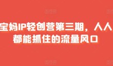宝妈IP轻创营第三期,人人都能抓住的流量风口