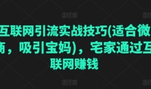 互联网引流实战技巧(适合微商,吸引宝妈),宅家通过互联网赚钱