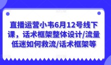 直播运营小韦6月12号线下课,话术框架整体设计/流量低迷如何救流/话术框架等