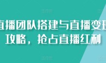直播团队搭建与直播变现攻略,抢占直播红利