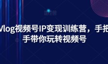 Vlog视频号IP变现训练营,手把手带你玩转视频号
