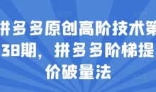 拼多多原创高阶技术第38期,拼多多阶梯提价破量法