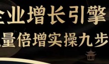 企业增长引擎流量倍增实操九步曲,一套课程帮你找到快速、简单、有效、可复制的获客+变现方式