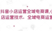 抖音小店运营全域电商课,小店运营技术,全域电商运营