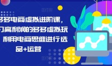 拼多多电商虚拟进阶课,学习高利润的多多虚拟玩法,利用电商思维进行选品+运营