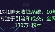 1对1聊天收钱系统,10年专注于引流和成交,全网130万+粉丝