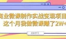 商业微课制作实战变现项目,这个月我做微课赚了2W+