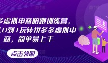拼多多虚拟电商陪跑训练营,教你从0到1玩转拼多多虚拟电商,简单易上手(更新)