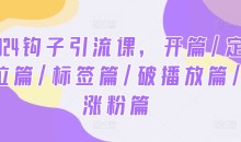 2024钩子引流课,开篇/定位篇/标签篇/破播放篇/涨粉篇