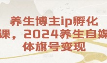 养生博主ip孵化课,2024养生自媒体旗号变现