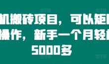 手机搬砖项目,可以矩阵化操作,新手一个月轻松5000多