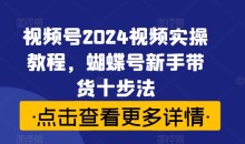 视频号2024视频实操教程,蝴蝶号新手带货十步法
