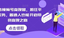 微信视频号变现营,抓住平台优势,普通人也能开启带货变现之路