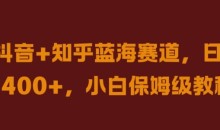 抖音+知乎蓝海赛道,日入几张,小白保姆级教程【揭秘】