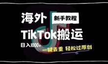 2024最新海外TikTok搬运玩法,一键去重轻松过原创,新手无经验也能日入1k【揭秘