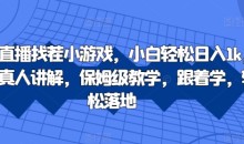 抖音直播找茬小游戏,小白轻松日入1k,需要真人讲解,保姆级教学,跟着学,轻松落地【揭秘】