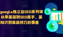 谷歌google独立站SEO系列课程,从零基础到SEO高手,基础知识到高级技巧的覆盖