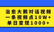 治愈大鹅对话视频,一条视频点赞 10W+,单日变现1k+【揭秘】
