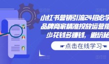 小红书营销引流24招必学课,品牌商家精准投放运营指南,少花钱多赚钱,避坑秘籍!