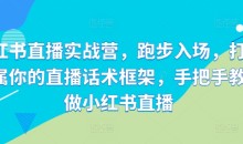 小红书直播实战营,跑步入场,打造专属你的直播话术框架,手把手教你做小红书直播